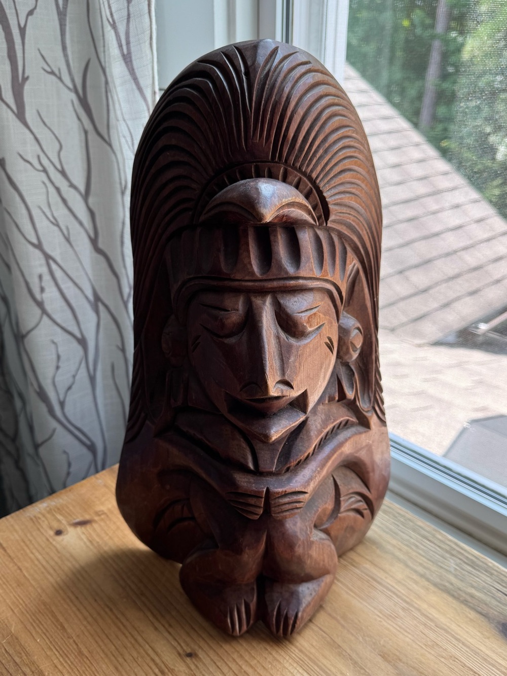 Vintage Hand Carved Wood Tribal Figure Sculpture Tiki Polynesian Oceanic Decor - Picture 5 of 12
